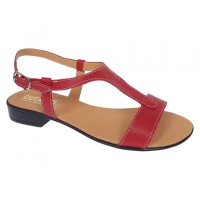 Sandale damă roșii din piele naturală, cu bareta în T și toc mic – feminine, comode S16RBOX